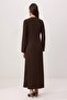 Brown Lace Detailed Maxi Belted Woven Hijab Dress Tctss26Eb00155 - 4