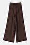 Kahverengi Beli Lastikli Extra Wide Leg/Geniş Paça Saten Pantolon TWOSS26PL00147 - 7
