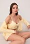 Sarı 3'lü Bra'lı Çizgili Örme Pijama Takımı THMSS26PT00085