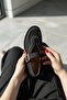Zeto Black Suede Studded (2 cm Heeled) Round Toe Loafer Shoes with Studded Detail - 2