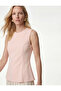 Slim Fit Crew Neck Waist Accent Sleeveless Blouse - 2