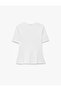 Slim Fit Short Sleeve Crew Neck Peplum T-Shirt - 4