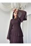 Women's Ruffled Long Sleeve Tulle Long Dress - 5