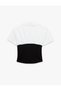 Cotton Slim Fit Color Contrast Short Sleeve Shirt with Corset Detail - 4