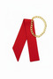 Red Plain Fabric Scarf Necklace - with Gold Color Chain