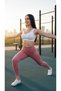 Women's Powder Color High Waist Gathering Sports Leggings Yoga Pilates Fitness Leggings - 2