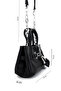 Women's Faux Leather Black Handbag - 2