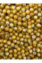 50gr 8mm Patterned Yellow Glass Core Pearl Beads, Jewelry Making, Hobby Beads (~70 Pieces) - 2