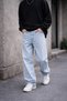 Men's Wide Fit Baggy Jean Pants Ice Blue Relaxed Fit Casual Streetwear