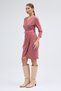 Apsen Women's Crepe Rose Dry Double-Breasted Belted Midi Wrap Dress 3753-100 - 4