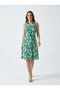 Apsen Women's Emerald Green Button Detailed V-Neck Cotton Dress 4405-105