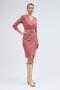 Apsen Women's Crepe Rose Dry Double-Breasted Belted Midi Wrap Dress 3753-100