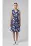 Apsen Women's Navy Blue Button Detailed V-Neck Cotton Dress 4405-105