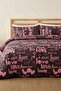 Burgonya Love Double Bed Sheet Elastic-Cotton Duvet Cover Set