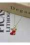 Steel Gold Colored Zircon Stone Detailed Christmas Themed Red Christmas Stocking Pendant