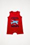 100% Cotton Patterned Baby Boy Romper |   Crew Neck, Sleeveless, and Short Length
