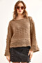 Women's Mink Mini Pompom Openwork Cotton Knitwear Blouse Blz- 19002336 - 3