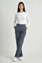 Anthracite High Waist Women's Palazzo Trousers with Pockets - 5