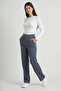 Anthracite High Waist Women's Palazzo Trousers with Pockets - 4