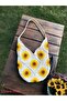 Knitted Sunflower Motif Lined Bag - 7