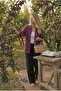 Natural Linen Fabric Oversize Loose Fit Women's Shirt – Summer Comfortable Cut Mürdüm - 4
