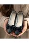 Women's Black Ballet Flats Stylish Bow Detail Comfortable Shoes