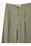 Kupro Viscose Fabric Pleated Detailed Wide Leg Palazzo Trousers with Pockets - 5