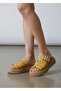 4 cm Padded Sole Genuine Suede Leather Mustard Women's Comfort Slippers with Soft Insole - 7