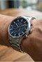 Men's Multifunctional Wristwatch |   44 mm Silver Steel Case, Blue Dial, 5 Atm - 5