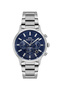 Men's Multifunctional Wristwatch |   44 mm Silver Steel Case, Blue Dial, 5 Atm - 6
