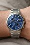 Men's Multifunctional Wristwatch |   44 mm Silver Steel Case, Blue Dial, 5 Atm - 4