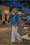 Natural Linen Fabric Oversize Loose Fit Women's Shirt – Summer Comfortable Cut Sax Blue - 2
