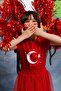 Girl's Turkish Flag Printed T-Shirt and Sequined Skirt Set - 5