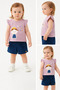 Baby Girl 2 Piece Set Cotton Tisert Linen Muslin Sort - 4