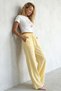 Yellow Wide Leg Muslin Women's Trousers Mg1980