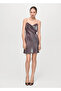 Low-Cut Neckline Satin Dress - 2