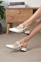 Ella White Color Open Back Women's Low Heeled Shoes