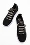 Women's Knitwear Stoned Lace-Up Shoes Black White - 5