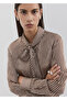 Bow Tie Collar Striped Blouse - 7