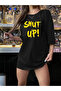 Printed Oversize Crew Neck Tshirt Black - 2