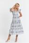 Apsen Women's Waist Ruched Sleeve Ruffle Detailed Midi Woven Dress 4510-105 - 3