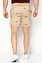 Men Drawstring Embroidered Shorts, Beige - 4