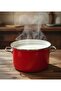 Red Enamel Pot 3.4 Liters 22 cm Diameter Milk Yogurt Soup Pot with Chrome Detail - 6