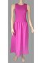 Women's A-Line Maxi Fuchsia Linen Look Flared Dress with Skirt - 2