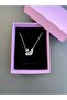 Pink Silver Chain Swan Necklace Steel - 5