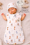 Patterned 100% Cotton Unisex Baby Sleeping Bag 0-6 Months with Zipper and Snap Fasteners, Seasonal Hat for Newborns - 5