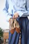 Debby Tan Color Open Back Women's Flat Ballerina Shoes - 8