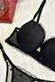 Women's Black Heart Embroidered Padded Bra Set - Stylish Underwire Lingerie Set with Support - 4