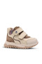 Beige double velcro genuine leather baby girl boots beige color