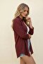 Claret Red Oversized Summer Cotton Linen Shirt Pocketed Trend Loose Off Shoulder Women - 6